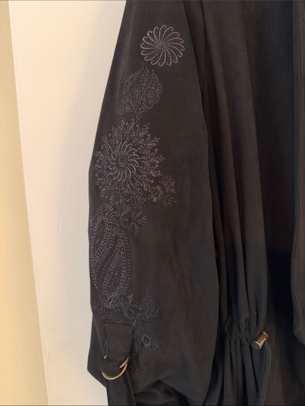 Desigual Black Open-Front Draped Jacket with Drawstring Waist - Picture 2 of 3
